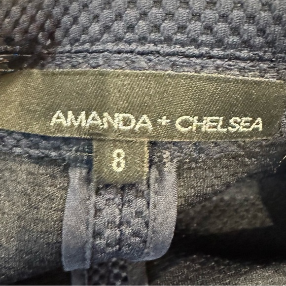 Amanda + Chelsea Blazer Navy Blue Slim Fit Ruffle Cuffs Size 8 Office Career - Picture 8 of 9